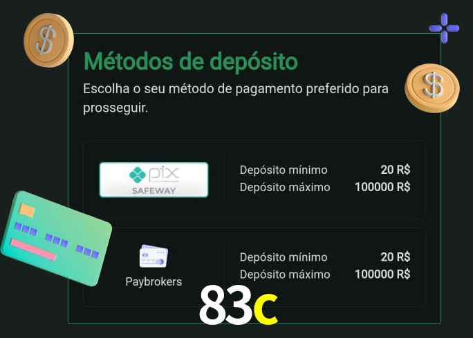 O cassino 83c oferece uma grande variedade de métodos de pagamento